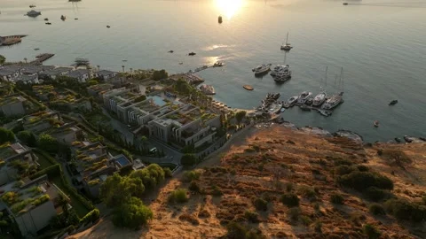 Over the hills to hotels pier Stock Footage 235190474
