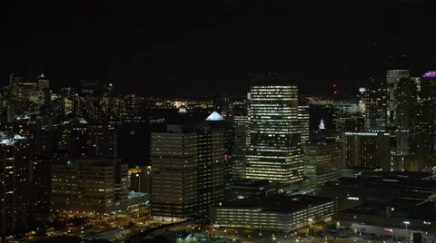 Over Jersey City at night, New York Financial District in background. Shot in Stock Footage 59172554