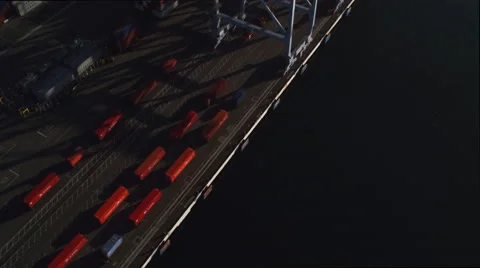 Over loading cranes in Los Angeles Harbor. Shot in 2010. Stock Footage 59113584