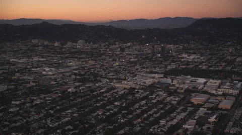 Over Los Angeles in evening light. Shot in October 2010. Stock Footage 59526096