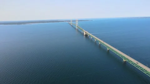 Over the Mackinac Bridge Stock Footage 230104435