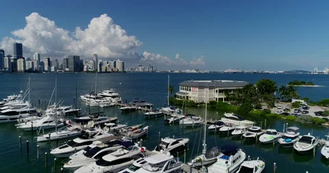 Over a Marina on Biscayne Bay Stock Footage 149210167