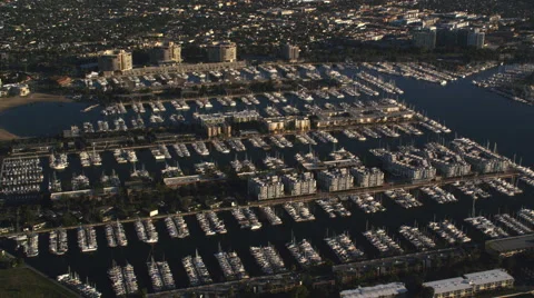 Over Marina del Rey harbor, California. Shot in 2010. Stock Footage 59112314