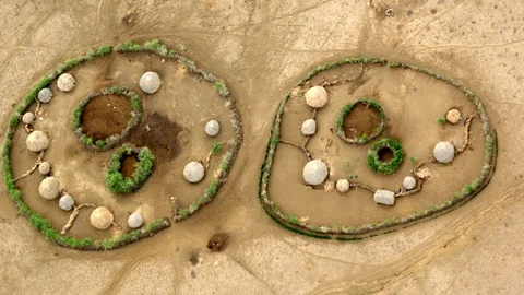 Over Masai huts Stock Footage 81365035