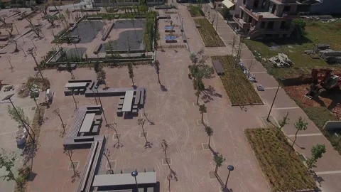 Οver a modern square in the suburb of Vari in Athens 스톡 동영상 162614974