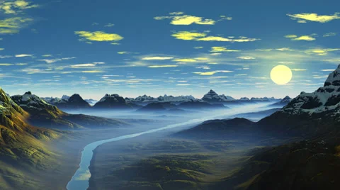 Over the mountain river Stock Footage 32186353