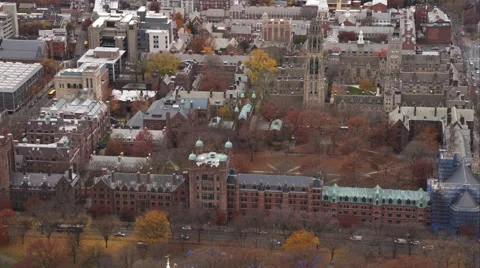 Over New Haven Green and Yale University in New Haven, Connecticut. Shot in Stock Footage 59169689