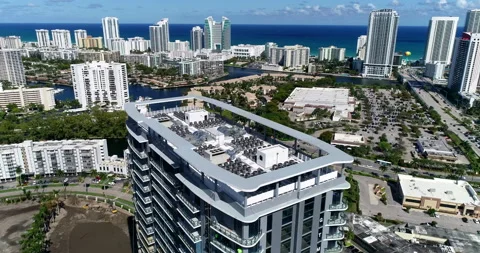 Over the new tower in Hallendale Stock Footage 172506385