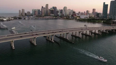 Over the Ocean MIami Downtown Stock Footage 75695760