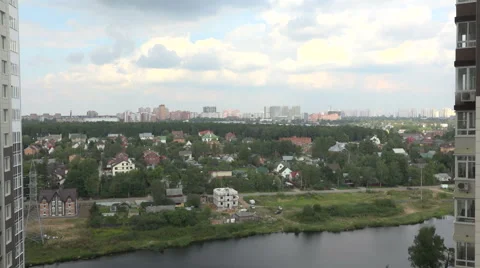 Over Odintsovo clouds. Timelapse. Video stock 54997821
