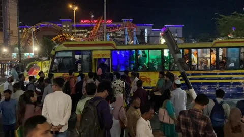 Over populated local bus . Stock Footage 218975755