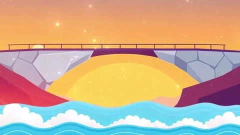 Over the red bridge there's a big light Video stock 306826060