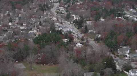 Over residential area in Taunton, Massachusetts. Shot in November 2011. Stock Footage 59183789