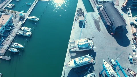 Over Rimini harbour 스톡 동영상 98421489