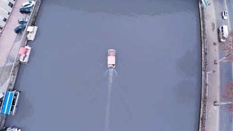 Over the river boat Stock Footage 101380042