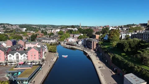 Over River Exe to Exeter Quay Stock Footage 317755462