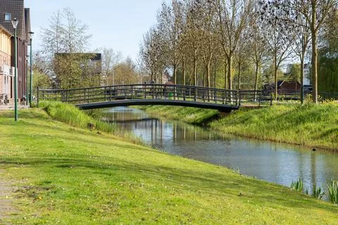 Over the river there is an small bridge Stock Photos