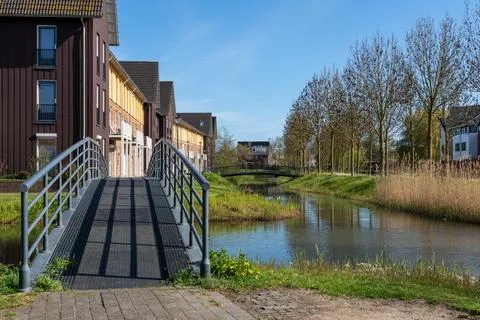 Over the river there is an small bridge Stock Photos