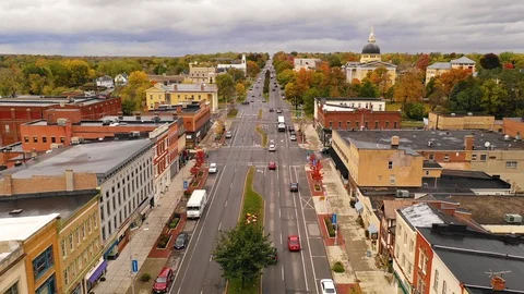 Over Rochester Street Downtown Canandaigua New York Stock Footage