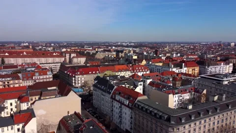 Over the Rooftops of Berlin - aerial view over the city Stock Footage 150342909