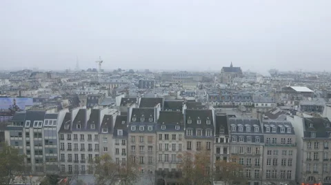 Over the rooftops of Paris on a misty day Stock Footage 46460709
