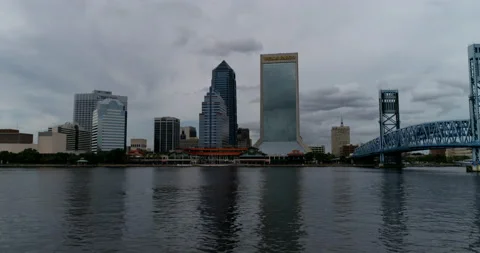 Over the Saint Johns River towards downtown Jacksonville Stock Footage 149264805