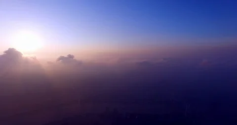 Over The Sea Of ​​Clouds - Aerial View Of Skyscraper In Shanghai At Day. Stock Footage 124252775