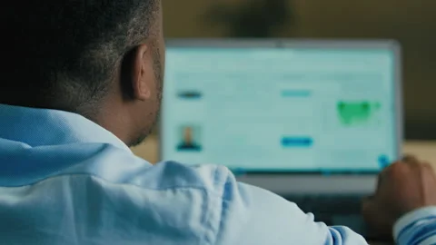 Over shoulder back view unrecognizable African American man guy businessman Stock Footage 239022602