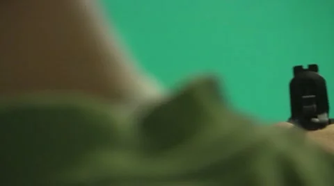 Over the shoulder shooting at the green screen Stock Footage