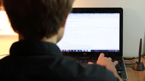 Over the Shoulder Shot of Person Programming Website Stock Footage 49156103