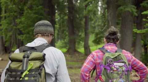 Over the shoulder shot of two hikers Stock Footage 59130320