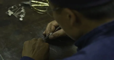 Over the shoulder, small craft work Stock Footage 141358796