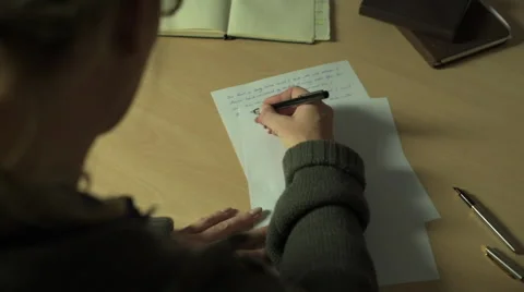 Over shoulder writing letter Stock Footage 68612628