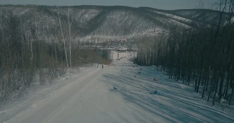 Over the ski resort Stock Footage 126752267