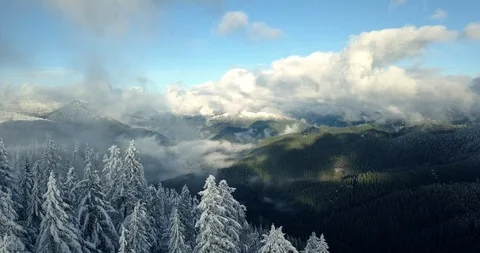 Over Snowy Oregon Mountains Stock Footage 112341629