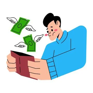 Over Spending Money Ilustração Stock