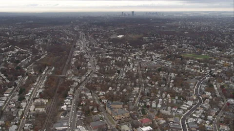 Over suburbs south of Boston, Massachusetts. Shot in November 2011. Stock Footage 59134260