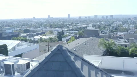 Over Sunset Boulevard roofs to Downtown Stock-Footage 133844500