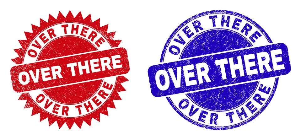 OVER THERE Rounded and Rosette Watermarks with Rubber Surface Ilustração Stock