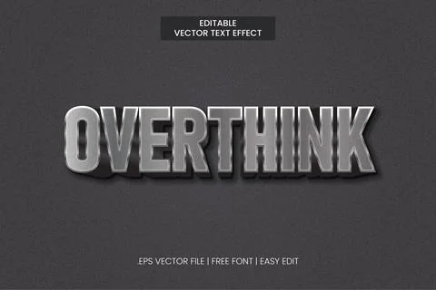 OVER THINK TEXT EFFECT Stock Illustration
