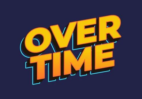 Over time. Text effect in 3D look. Yellow color Illustrazione stock