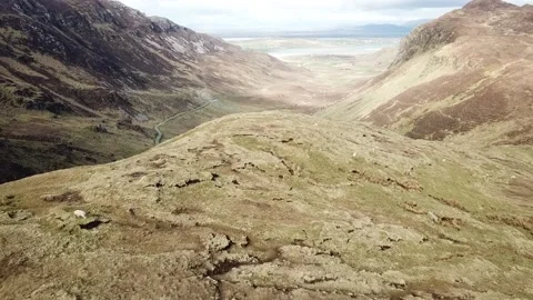 Over the top of a Donegal Mountain Stock Footage 137177637
