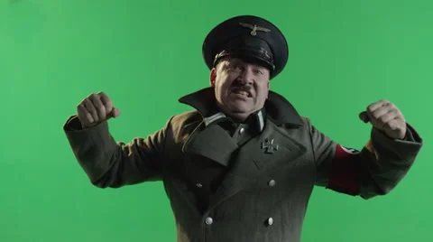 An Over-The-Top Evil Hitler Gives Crazy Commands To His Army (Green Screen). Stock Footage 45284517