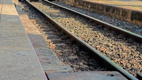 Over train rails at train station. Stock Footage 304437073