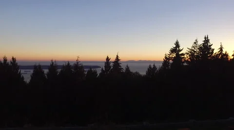 Up Over Trees Towards Vancouver Sunset Video stock 68772628