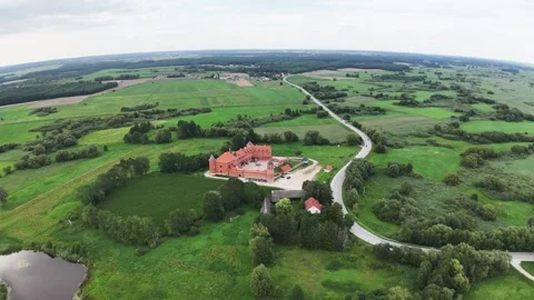 Over the Tykocin castle Stock Footage 314186657