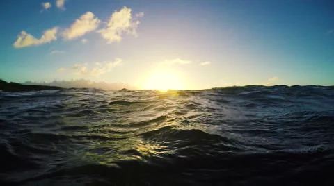 Over Under Ocean Sunset Rays of Light Stock Footage 52710125