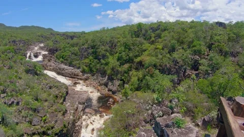 Over view of Canyon with river and Waterfall Video stock 135472145