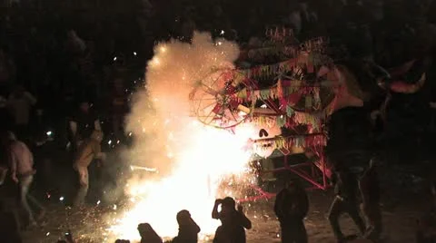 Over view of the Toritos parade from above the crowd 8 Video stock 19115175