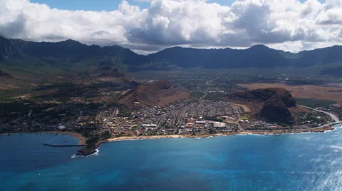 Over Waianae coastline, Hawaii. Shot in 2010. Stock Footage 59347751